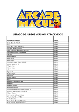 Listado De Juegos Version Attackmode