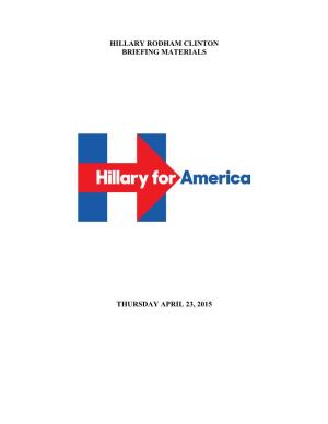 Hillary Rodham Clinton Briefing Materials