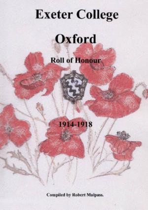 Exeter College Roll of Honour, 1914-1918