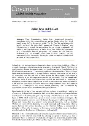 Italian Jews and the Left by Giorgio Israel