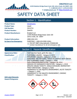 Ereztech LLC ZN4978 Safety Data Sheet