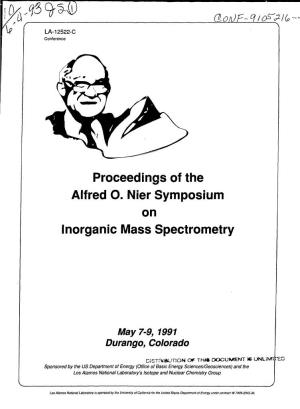 Proceedings of the Alfred O. Nier Symposium on Inorganic Mass Spectrometry