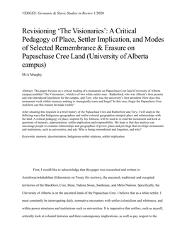 'The Visionaries': a Critical Pedagogy of Place, Settler Implication, And