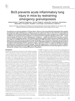 Bcl3 Prevents Acute Inflammatory Lung Injury in Mice by Restraining Emergency Granulopoiesis