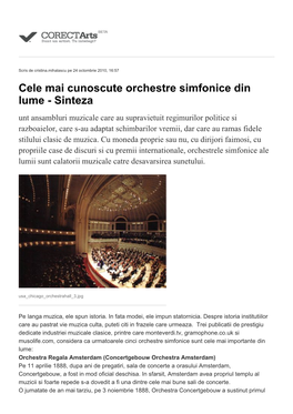 Cele Mai Cunoscute Orchestre Simfonice Din Lume