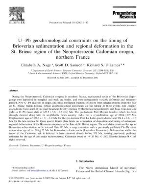 U–Pb Geochronological Constraints on the Timing of Brioverian Sedimentation and Regional Deformation in the St