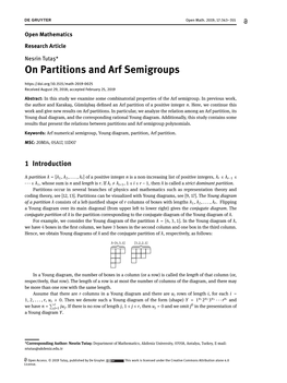 On Partitions and Arf Semigroups Received August 29, 2018; Accepted February 25, 2019
