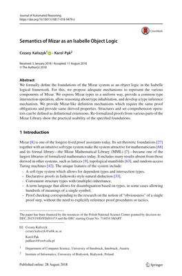 Semantics of Mizar As an Isabelle Object Logic