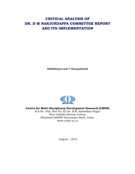 Critical Analysis of Dr. D M Nanjundappa Committee Report and Its Implementation