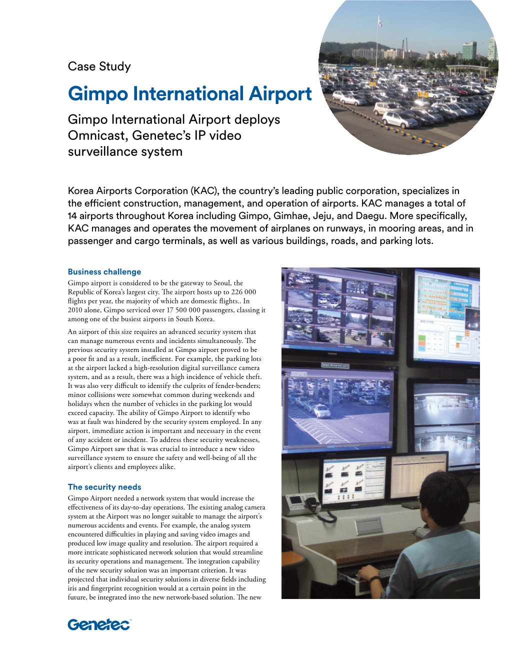Gimpo International Airport Gimpo International Airport Deploys Omnicast, Genetec’S IP Video Surveillance System
