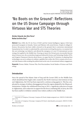 'No Boots on the Ground': Reflections on the US Drone Campaign Through Virtuous War and STS Theories