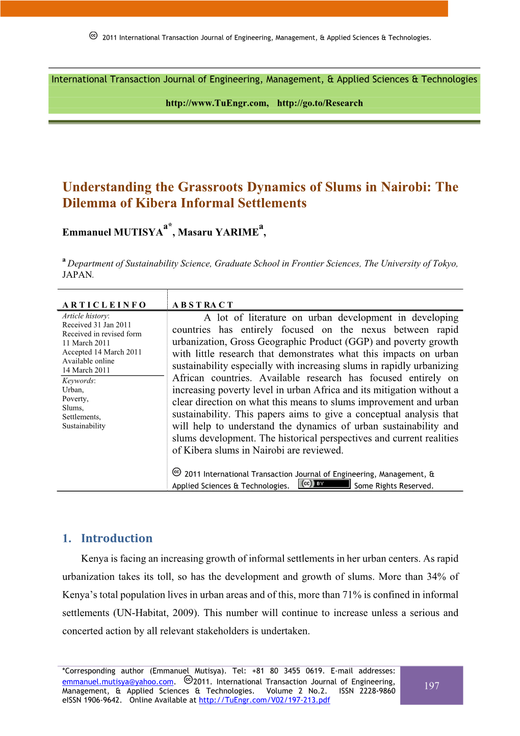 The Dilemma of Kibera Informal Settlements