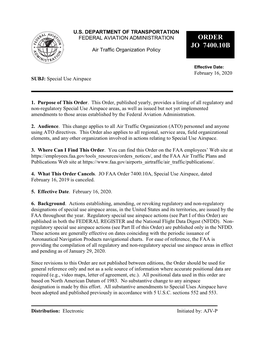 JO 7400.10B Special Use Airspace