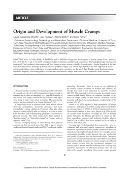 Origin and Development of Muscle Cramps