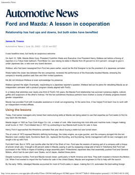 Ford and Mazda: a Lesson in Cooperation