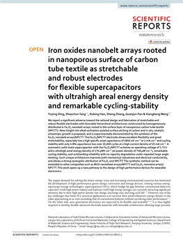 Iron Oxides Nanobelt Arrays Rooted in Nanoporous Surface of Carbon Tube Textile As Stretchable and Robust Electrodes for Flexibl