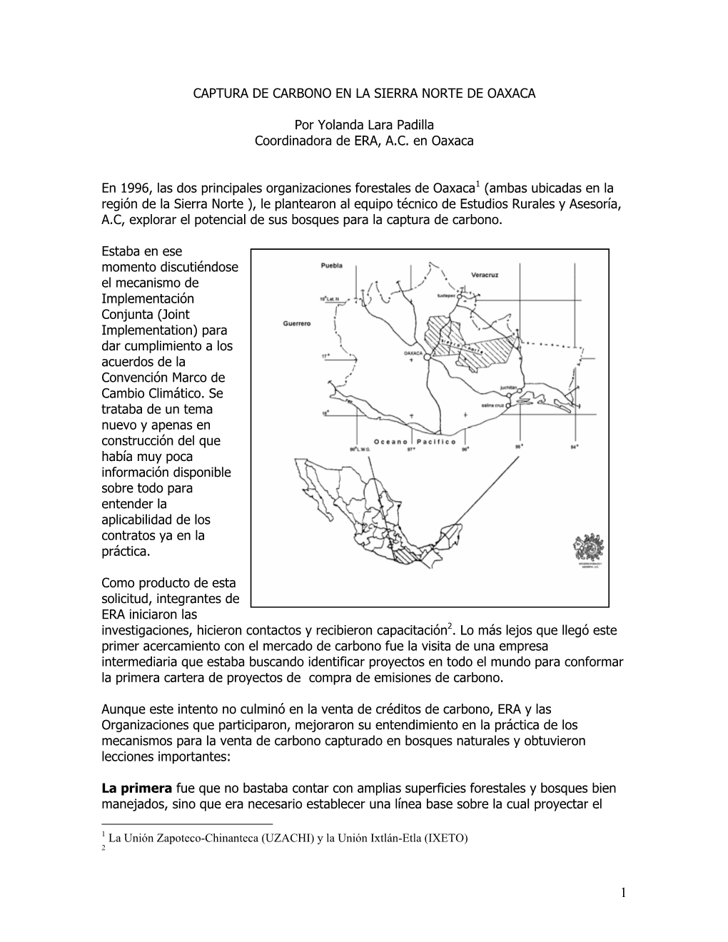 CAPTURA DE CARBONO EN LA SIERRA NORTE DE OAXACA Por