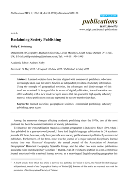 Reclaiming Society Publishing