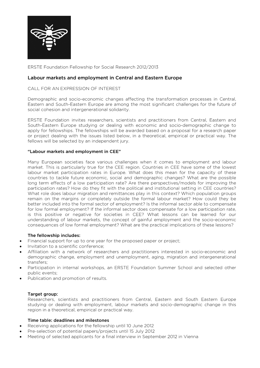 ERSTE Foundation Social Research Fellowships