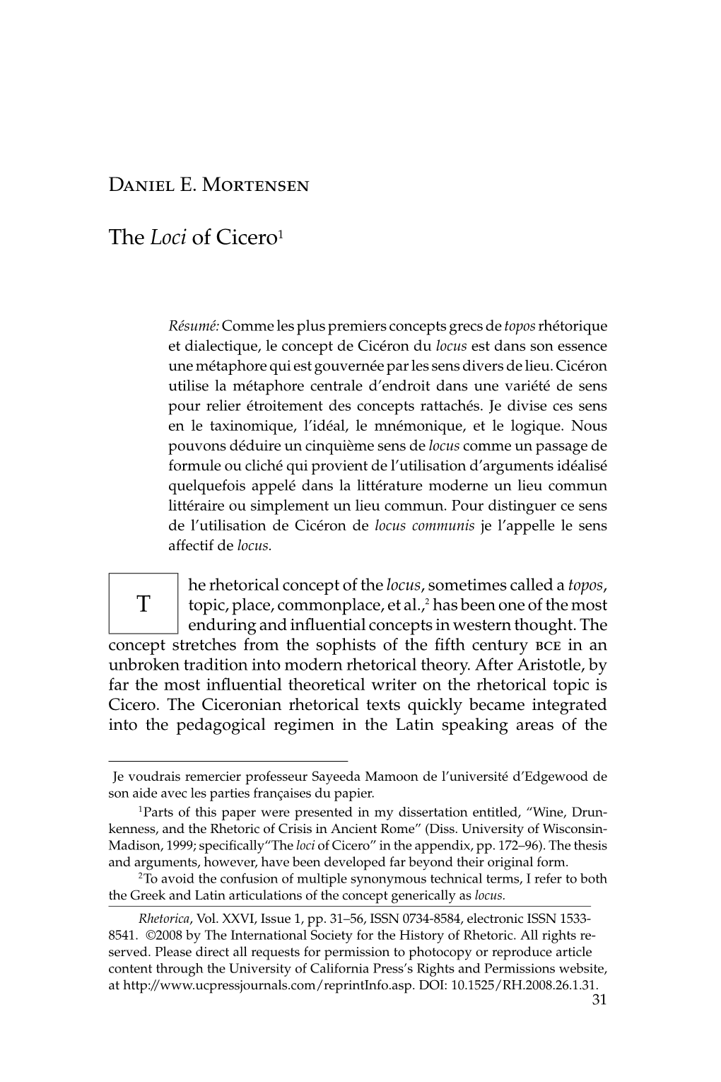 The Loci of Cicero1