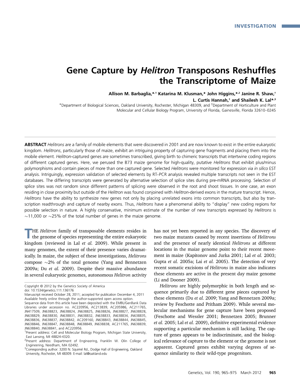 Gene Capture by Helitron Transposons Reshuffles The