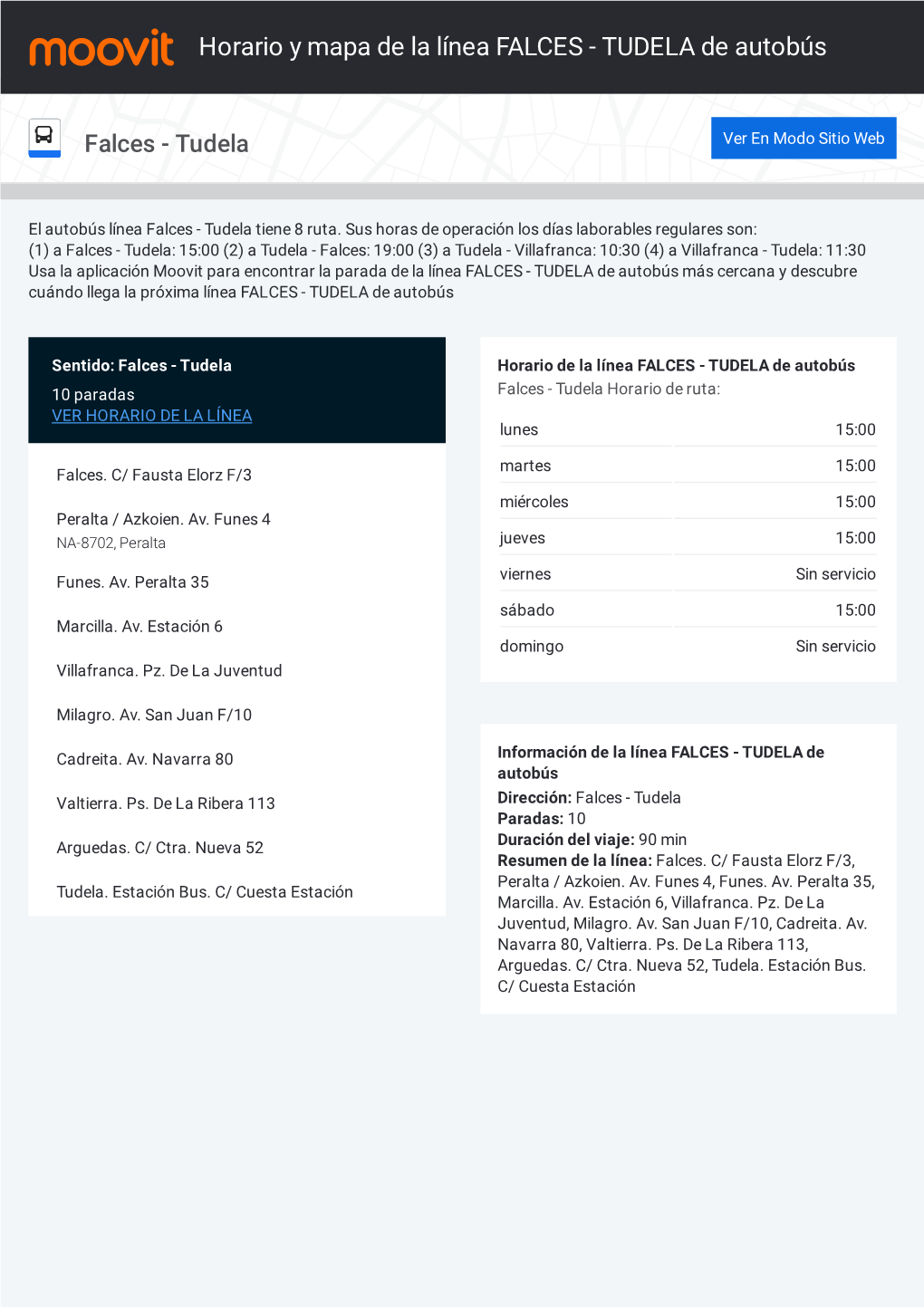 Horario Y Mapa De La Ruta FALCES