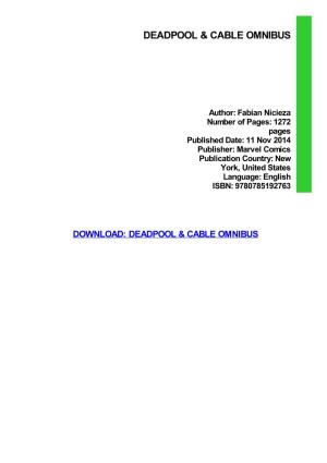PDF Download Deadpool & Cable Omnibus Ebook Free