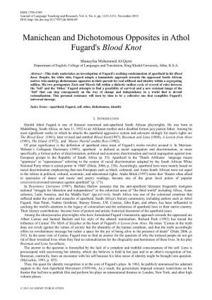 Manichean and Dichotomous Opposites in Athol Fugard's Blood Knot