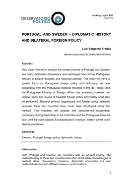 Portugal and Sweden – Diplomatic History and Bilateral Foreign Policy