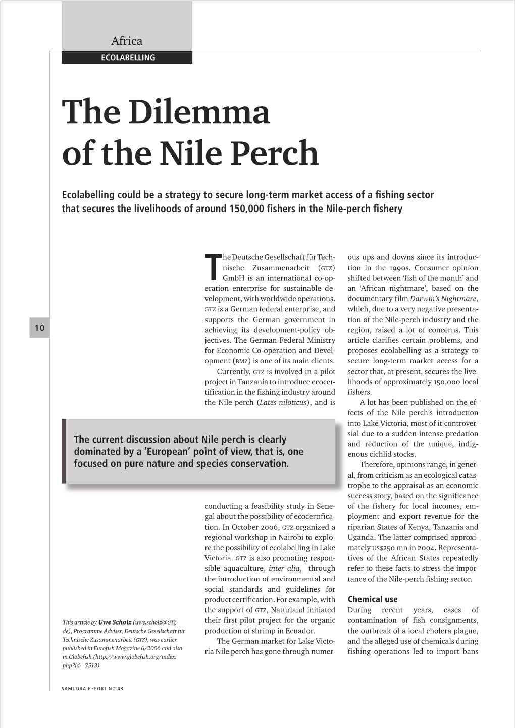 The Dilemma of the Nile Perch