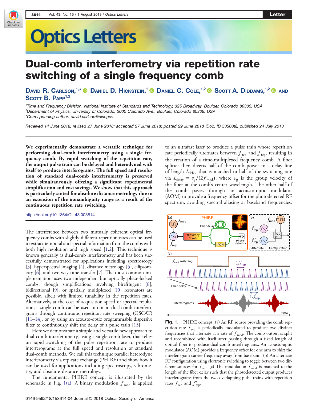 Dual-Comb Interferometry Via Repetition Rate Switching of a Single Frequency Comb