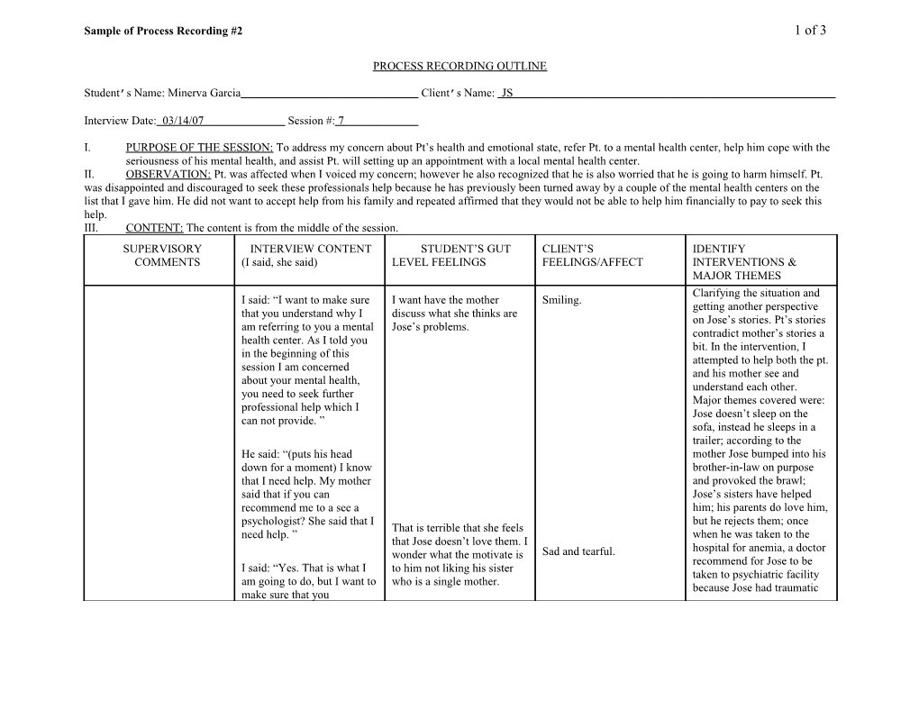 Sample of Process Recording #2