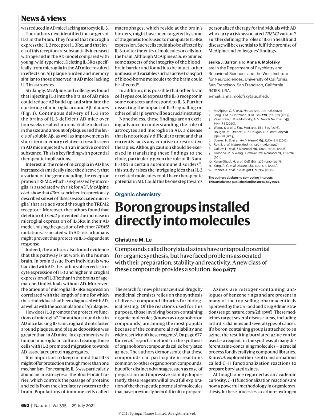 Boron Groups Installed Directly Into Molecules