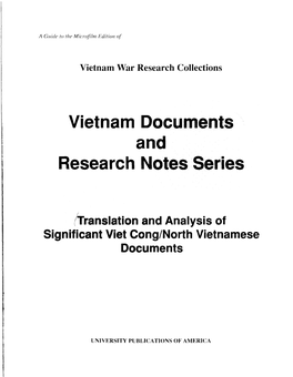 Vietnam Documents and Research Notes Series