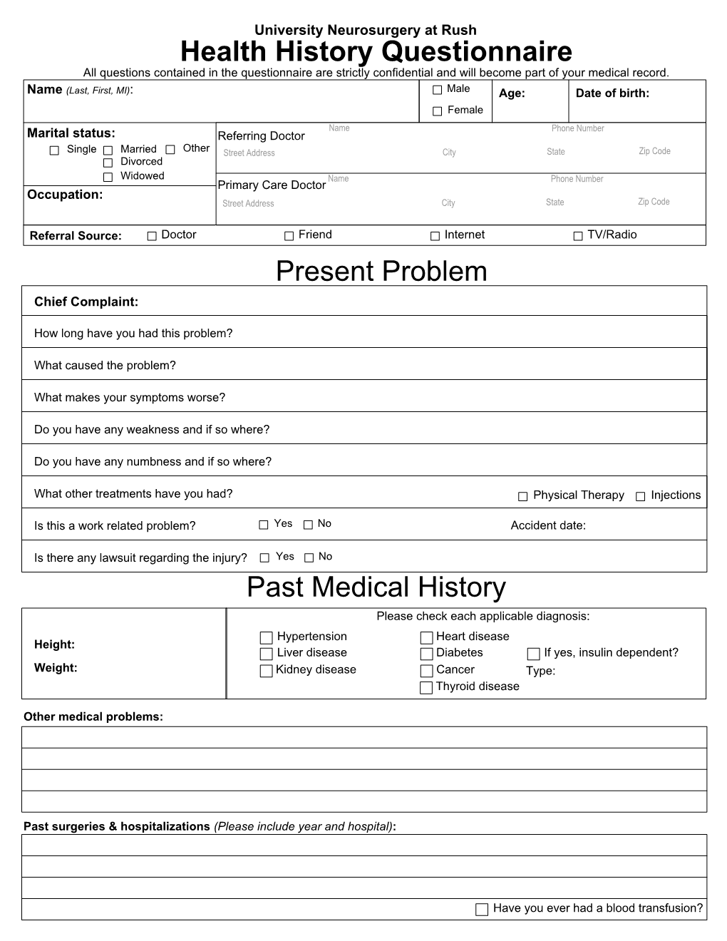 Patient History Form