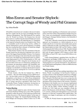 Miss Enron and Senator Shylock: the Corrupt Saga of Wendy and Phil Gramm