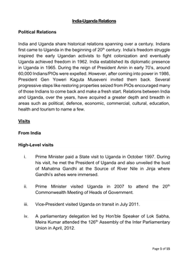 Bilateral Briefs on Uganda and Burundi