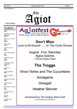 The Agiot Newsletter – May 2013