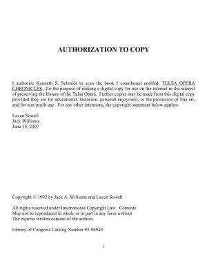 Authorization to Copy