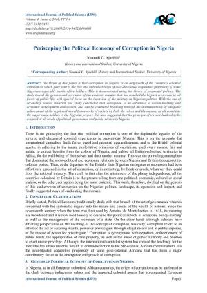Periscoping the Political Economy of Corruption in Nigeria