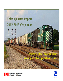 Third Quarter Report of the Monitor – Canadian Grain Handling and Transportation System