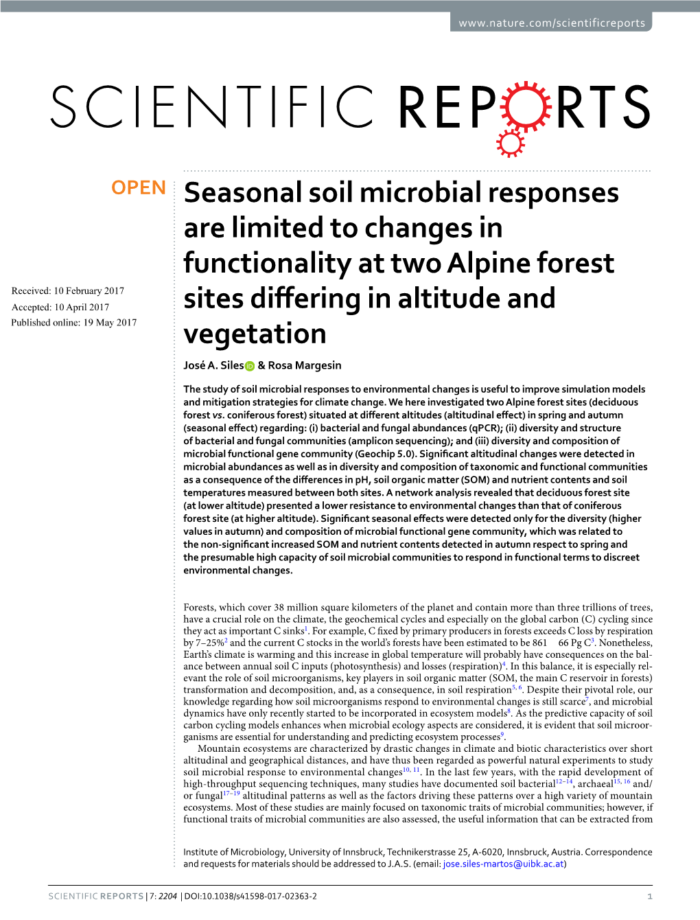 Seasonal Soil Microbial Responses Are Limited to Changes in Functionality