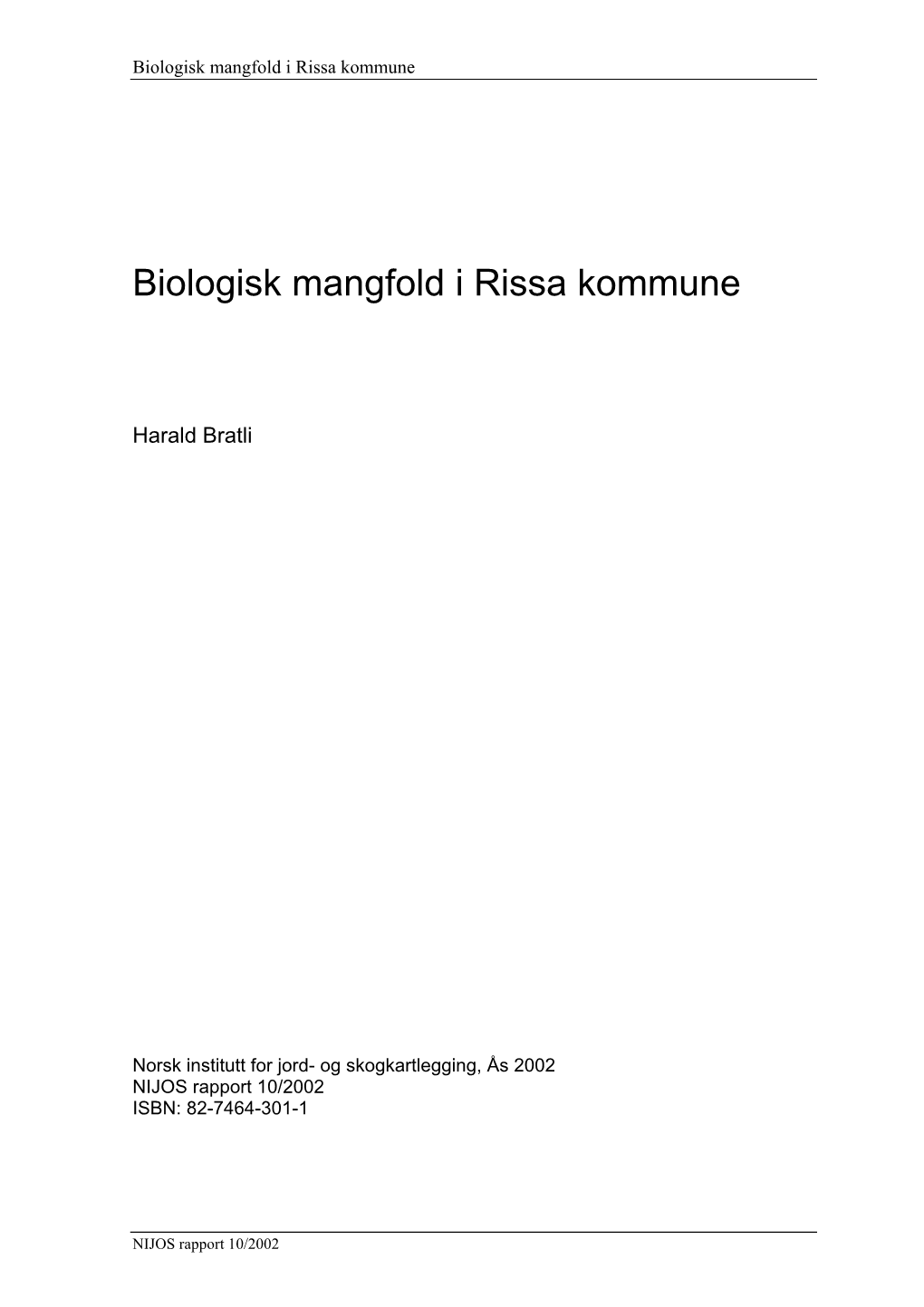 Biologisk Mangfold I Rissa Kommune