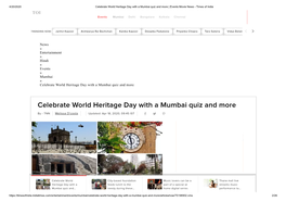 Celebrate World Heritage Day with a Mumbai Quiz and More | Events Movie News - Times of India TOI Events Mumbai Delhi Bangalore Kolkata Chennai