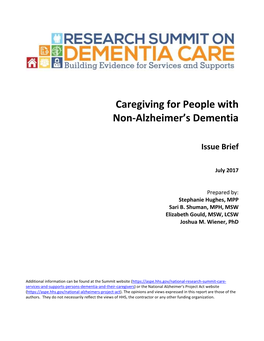 Caregiving for People with Non-Alzheimer's Dementia