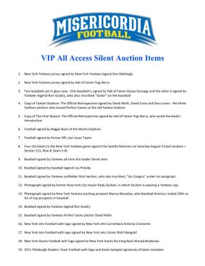 VIP All Access Silent Auction Items