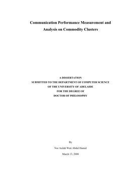 Communication Performance Measurement and Analysis on Commodity Clusters