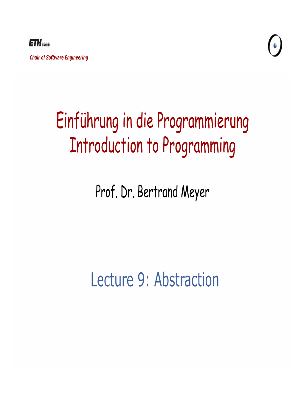 Einführung in Die Programmierung Introduction to Programming