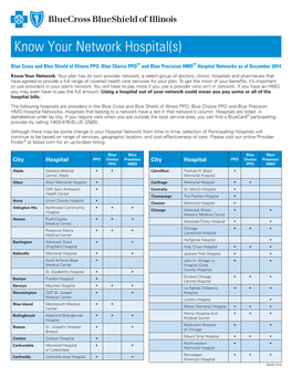 Know Your Network Hospital(S)