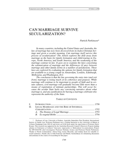 Can Marriage Survive Secularization?